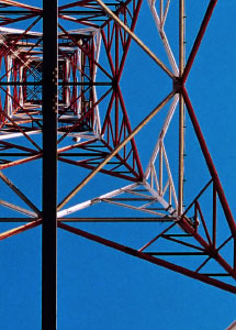 Communications tower, looking up from underneath